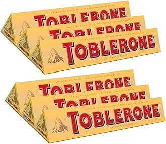 TOBLERONE SWISS MILK CHOCOLATE WITH HONEY AND ALMOND NOUGAT 6 X 100 G BARS by Toblerone