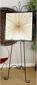 Metal Scroll Extra Large Free Standing Adjustable Display Stand Easel with Chain Support, 23" x 1" x 66", Black