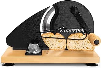 Upgrade Manual Bread Slicer for Homemade Sourdough Bread, Classic Hand Crank Home Bread Slicer With Scale Line and Steel Fence, Sharp Blade, Adjustable Width for Homemade & Commercial Use