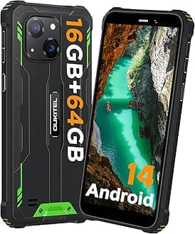OUKITEL G2 Rugged Phone Unlocked, 6" Screen Cell Phone, 6300mAh Battery, 16GB+64GB/TF 1TB Smartphone, 13MP Camera, 4G Dual SIM Android 14 Phones, IP68/IP69K Waterproof Phone, GPS, Green