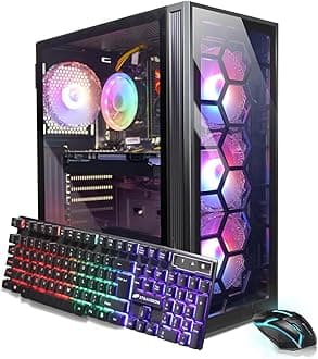STGAubron Gaming PC Computer Desktop, Intel Core i7 up to 3.9G, GeForce RTX 2060 Super 8G, 32G RAM, 1TB SSD, WiFi 6, BT 5.0, RGB Fan x 4, Windows 11 Home