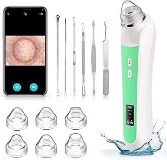 Blackhead Remover Vacuum, Black Head Remover for Face with Camera, Pore Vacuum for Men and Women, USB Interface Type Blackhead Remover Tools, 6 Suction Heads & 3 Adjustment Modes (Green)