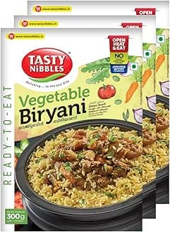 Ready to Eat Vegetable Biryani 300g| Open Heat & Eat | Vegetarian | No Added Preservatives | Japanese Retort Technology [Pack of 3]