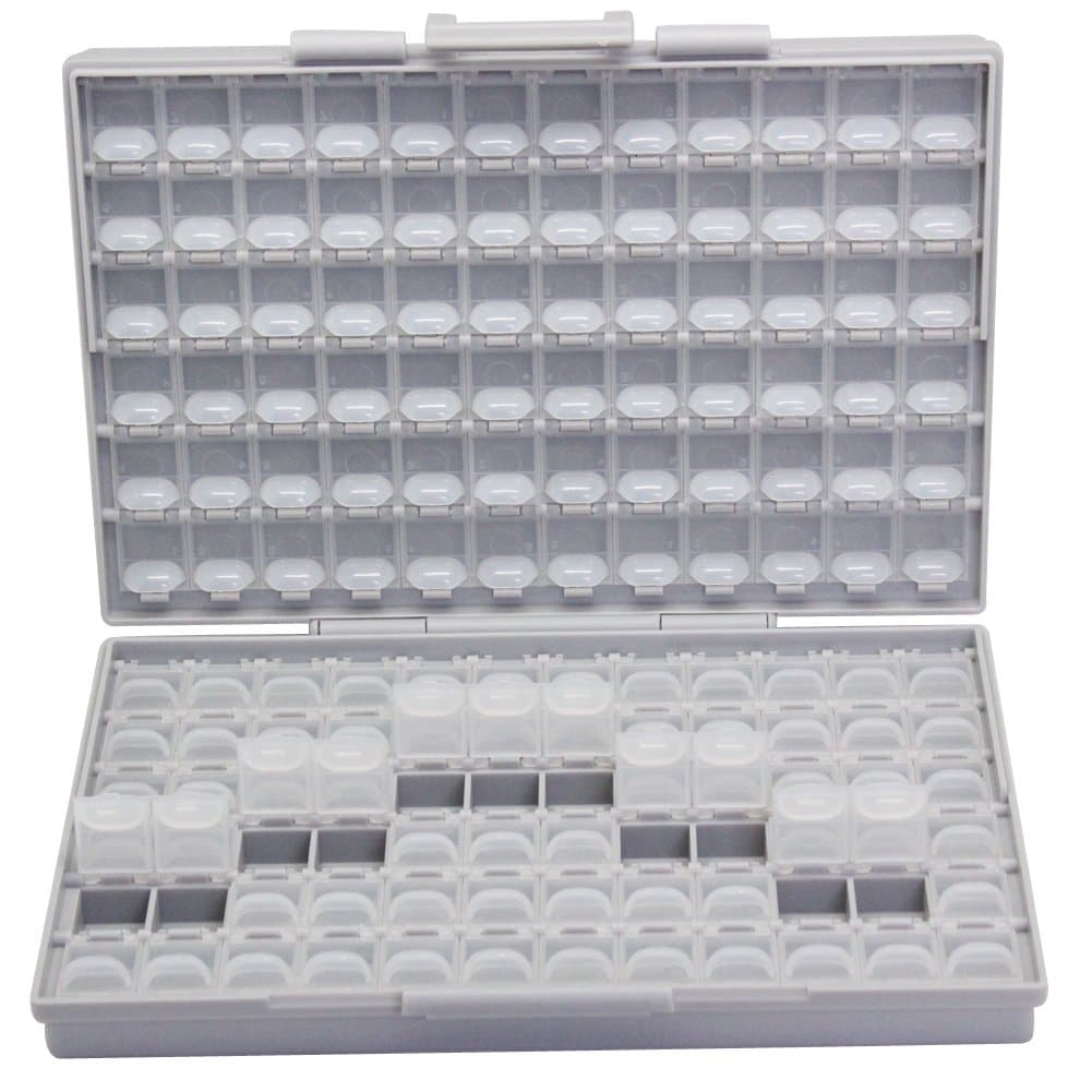 AideTek BOX-ALL Empty Enclosures 144 compartments with lids for SMD SMT Resistor Capacitor Organizer