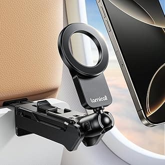 【Essential for Long Trips】 Lamicall Airplane Smartphone Stand MagSafe Compatible: Travel Smartphone Holder Magnetic Portable Holder Airplane Foldable Tripod Smartphone Stand 360-Degree Adjustment