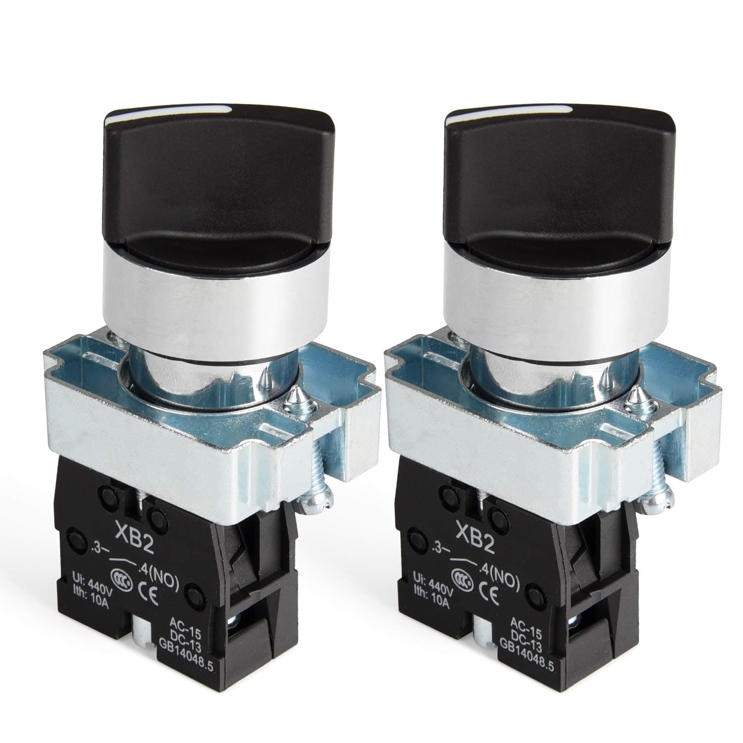 APIELE (Pack of 2) 22mm 2 Position Selector Switch Maintained 1NO XB2-10X/21 (2 Position Maintained)