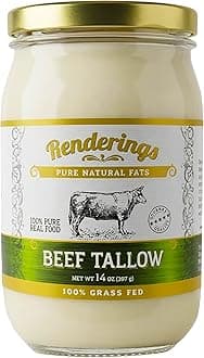 Renderings Gold Label Beef Tallow – 100% Grass-Fed, Gourmet Cooking & Baking Essential, Silky Smooth Traditional Skincare Ingredient, No Odor, Rich Nutritional Profile, Perfect for Searing & Frying, 14 oz (Pack of 1)