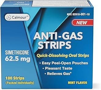 Anti Gas Relief 100 Strips | Mint Flavor Oral Dissolvable Anti Bloating Relief Strips | Rapid Gas Relief for Adults | Effective Bloating Relief for Women | Simethicone Anti Bloating for Women