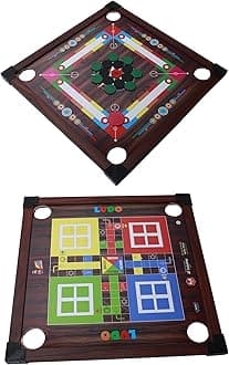 Fast Rush:-Premium Carrom Board Game Set - Smooth Playing Surface with Coins and Striker - Classic Indoor Full Size Carrom Board & Ludo Board Game for Kids. (Medium (17x17).
