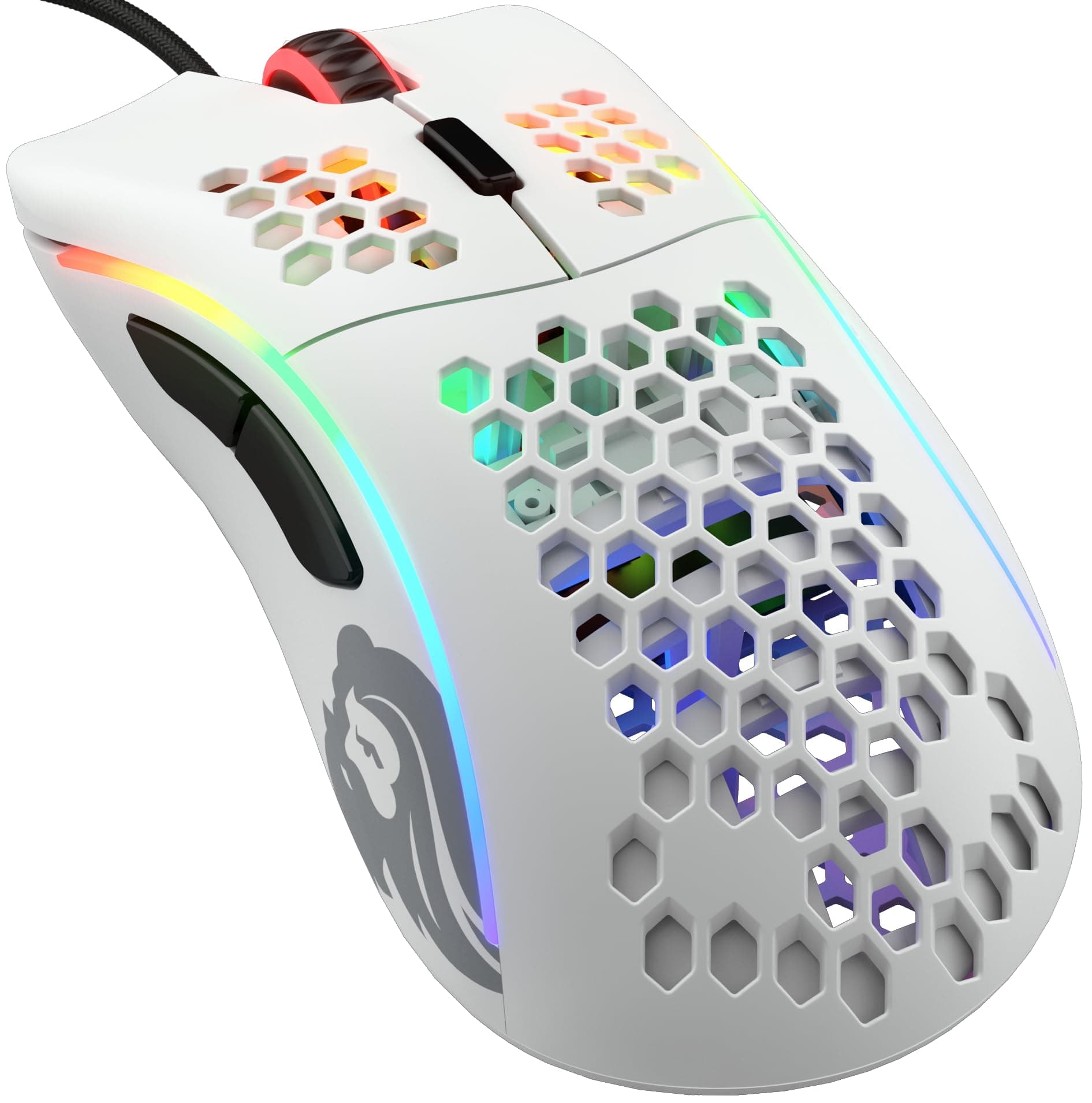 Glorious Gaming Model D Wired Gaming Mouse - 68g Superlight Honeycomb Design, RGB, Ergonomic, Pixart 3360 Sensor, Omron Switches, PTFE Feet, 6 Buttons - Matte White