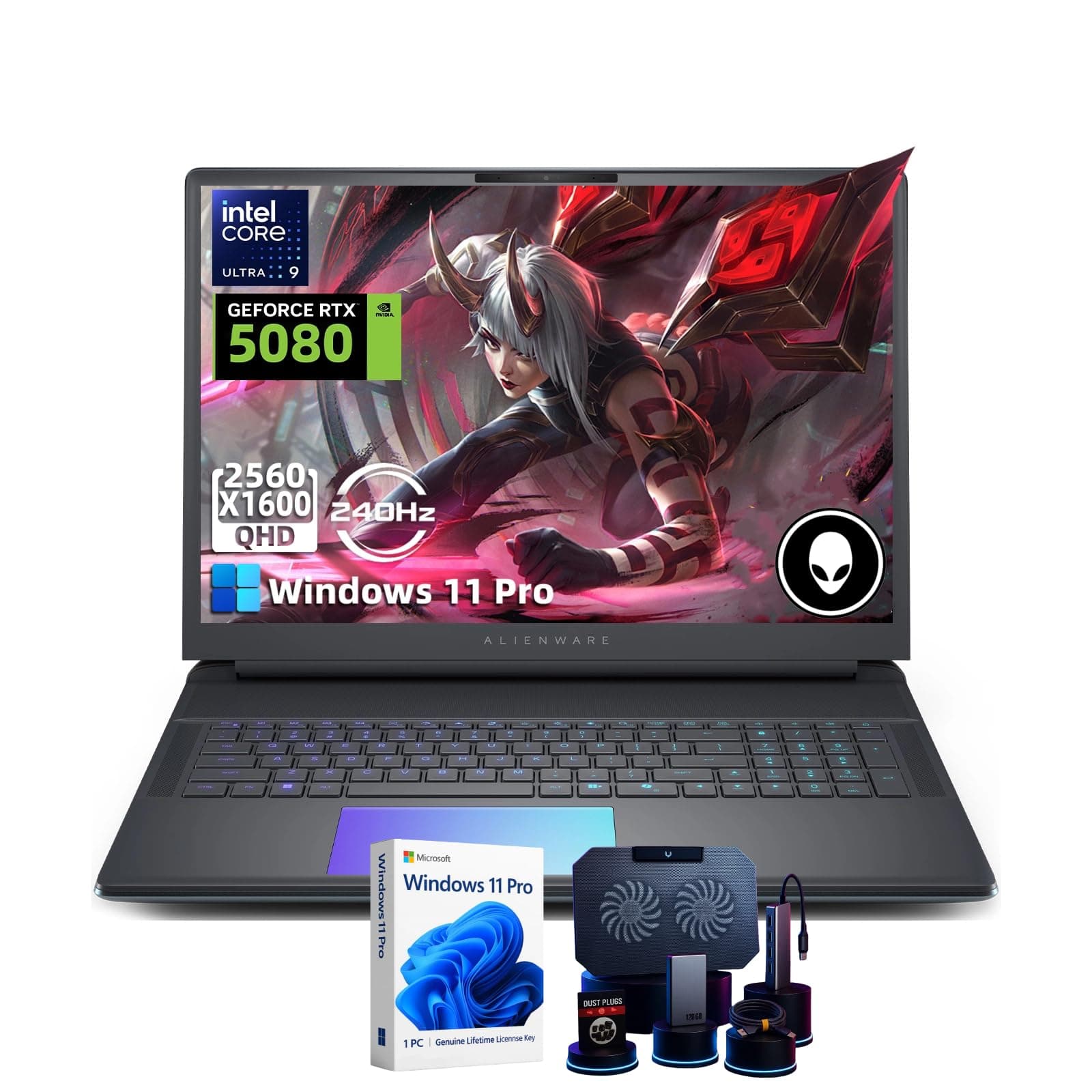 Alienware 18 Area-51 Gaming Laptop - Intel 24-Core Ultra 9 275HX • NVIDIA GeForce RTX 5080 16GB GDDR7 • 18" WQXGA 300Hz 500 Nits Display • Backlit Keyboard • Windows 11 Pro • 64GB DDR5 + 4TB SSD