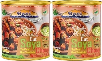 Rani Cut Soya Chaap Whitout Stick (Plant Based Protein) 30oz (1.875lbs) 850g, Pack of 2 ~ Easy Open Lid | All Natural | Vegan | No Colors | NON-GMO | Kosher | Indian Origin | Soy Based Meat Substitute