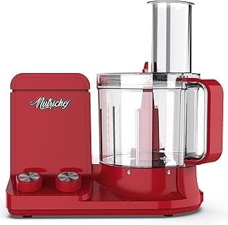 NutriChef Food Processor 12-Cup Capacity - Multipurpose Kitchen Appliance with Ultra-Quiet Motor, Includes 6 Attachment Blades & Silicone Feet for Enhanced Stability (Red)