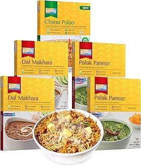 Ready to Eat Meals 1932, Vegetarian Meal Kit, All-Natural Variety Pack, Kosher Certified, Traditionally Cooked Indian Food, Travel Friendly, Gluten-Free & with No Preservatives, Pack of 5