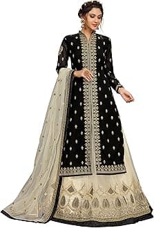 Women's Georgette Net Embroidery Salwar Suit Set Kurta Lehenga with Dupatta