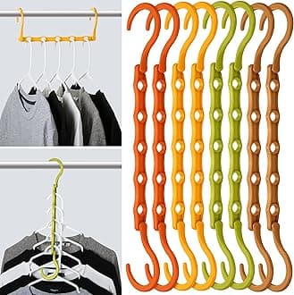 Mr. Pen- Space Saving Hangers for Clothes, 8 pcs, Autumn Colors, Plastic Multi Clothes Hangers Space Saving, 5 Slots, 360° Rotating Hooks