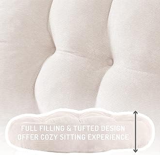 Degrees of Comfort Meditation Floor Pillow Set of 2, Round Large Pillows Seating for Adults, Tufted Corduroy Floor Cushion for Living Room Tatami, Beige 22 Inch