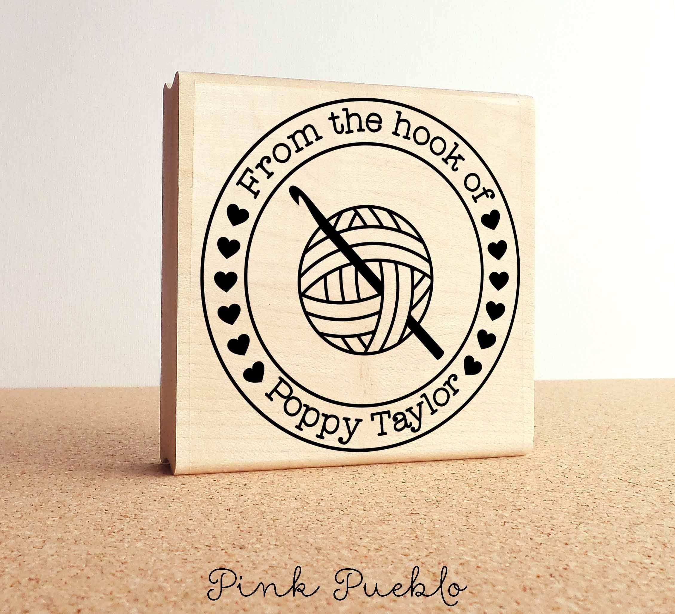 Large 3x3" Personalized Crochet Rubber Stamp, From the Hook of