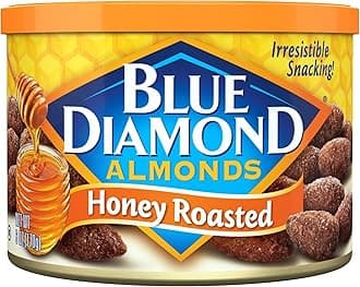 Blue Diamond Almonds Honey Roasted Snack Nuts, 6 Oz Resealable Cans (Pack of 12)