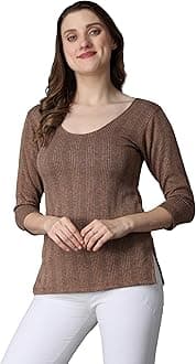 WearslimWomen's Winter Warmer Thermal Vest 3/4 Sleeves Ultra Soft Scoop Neck Winter Inner Wear Top Johns Underwear