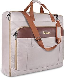 Mancro Carry On Garment Bag for Travel, Suit Bags for Men Travel Business Trips with Shoulder Strap,Waterproof Foldable Suit Carrier Gift for Men Women, 2 in 1 Suitcase,Beige