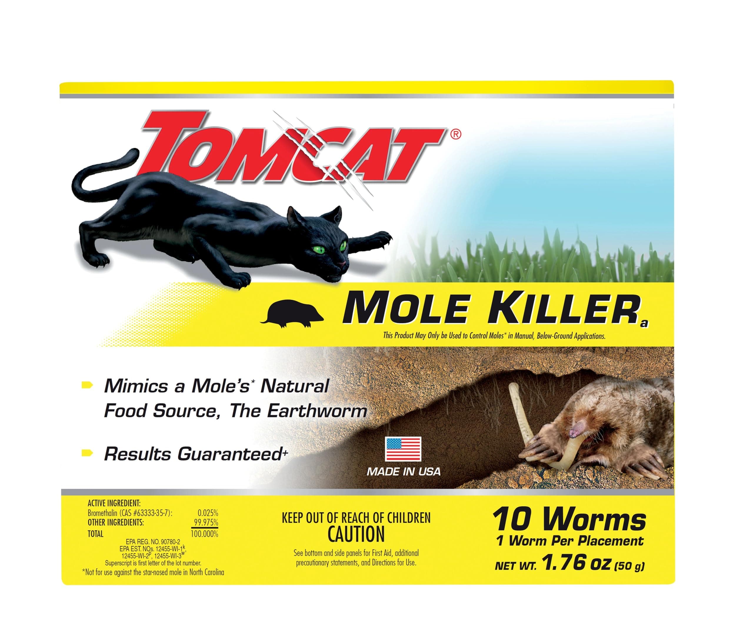Tomcat Mole Killer Worms, 10 Worms per box