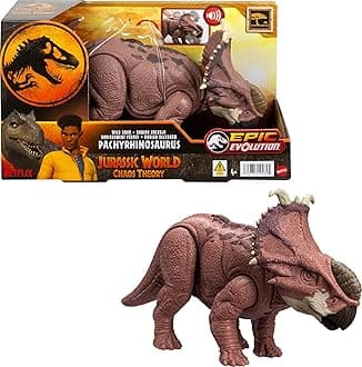 Jurassic World Wild Roar Dinosaur Action Figure, Pachyrhinosaurus with Continuing Head Strike & Sound, Posable Toy with Digital Play