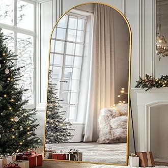 Antok Full Length Mirror, 44"x82" Oversized Floor Mirror with Stand for Bedroom, Living Room Cloakroom, Gold, Arch Style
