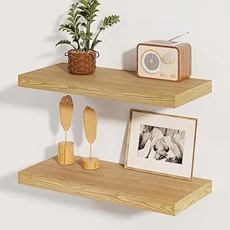 Fun Memories 2 Pack 24"W x 8"D x 1.4"H Rustic Wood Floating Shelves, Wall-Mounted Shelf, Country Rustic Style, 8 Inch Deep, 2 Shelves