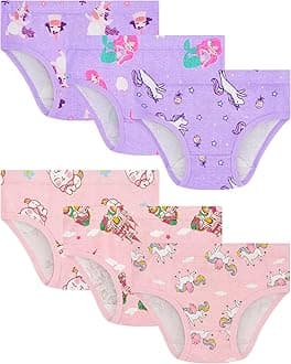 100% Cotton Girls Underwear Tagless Comfort Toddler Panties (6-Pack)