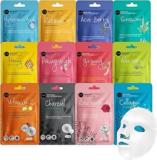 Celavi Korean Beauty Face Masks for Skin Care, 3 Packs of 12 New Flavours by K-Beauty Skincare, 36 Masks in a Pack, Made in Korea