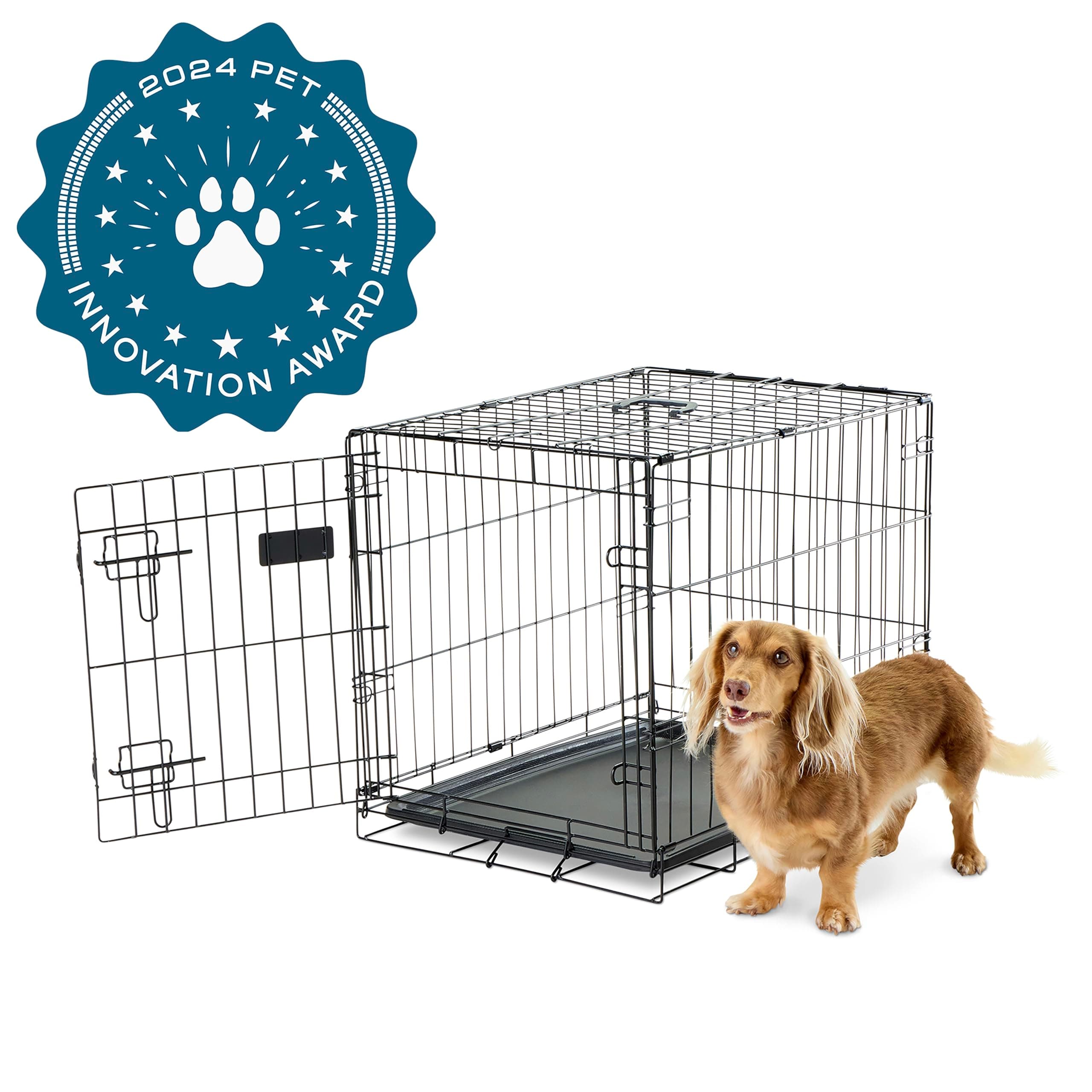 SECURE AND FOLDABLE Single Door Metal Dog Crate, Small, 24.0"L x 18.0"W x 19.0"H