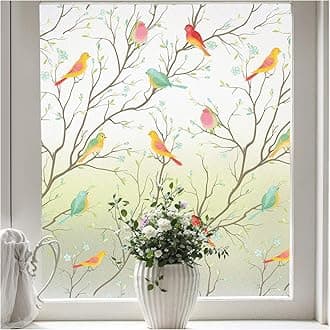 Coavas Privacy Window Film Bird Opaque Non-Adhesive Frosted Bird Window Film Decorative Glass Film Static Cling Film Bird Window Stickers for GF-WF-90-2B Home Office 23 In. by 78.7 Inches (60 x 200