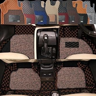 Autoclow/Premium 7D Car Mat for Tata Curvv EV (Model : 2024-2025) || Luxury Leather Dual-Stitch 7D Car Floor Mat Full Set || 100% Waterproof || Color : TAN Stitch-TAN Grass (Design-1)