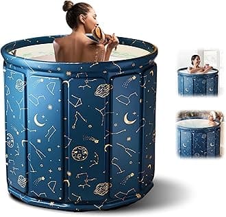Bath Tub for Adult for Bathroom, Hot and Cold Tempreture Maintainer with Drainage Hole, Thickened Insulated Ice Bath Tub, Inflatable BathTub for Adults, Ice BathTub for Adults (BlueGalaxy)