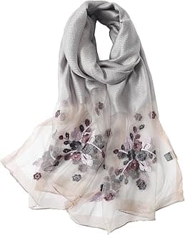 WINCESS.YU Silk Scarf for Women Lightweight Shawls and Wraps for Weddings Fashion Pashmina Shawl Embroidered Scarves