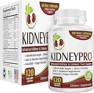 Kidney-Pro: with 21 Kidney Health Supplements in 1 Formula | All-in-1 Kidney Support Supplement | 2-Month Bulk Supply | 120 Capsules