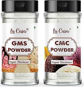 La Casa CMC & GMS Powder Combo | Food Grade Premium Emulsifiers | For Soft, Smooth and Creamy Cake Premixes and Ice Creams | 2x75g |