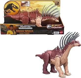 Mattel Jurassic World: Chaos Theory Netflix - Gigantic Trackers Bajadasaurus Action Figure Dinosaur Toy with Rampage Neck Attack, Evolution Spikes, Tail Whip, Digital Play, Ages 4 Years & Up, HTK80