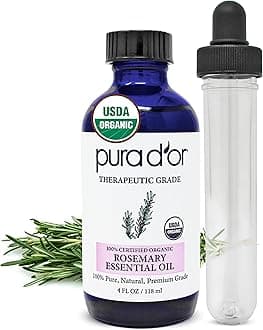 PURA Dââ‚¬â„¢OR Rosemary Essential Oil (4oz / 118mL) USDA Organic 100% Pure Natural Therapeutic Grade Diffuser Oil For Aromatherapy, Focus, Nervous System Support, Digestive & Respiratory Health, Skin, Hair