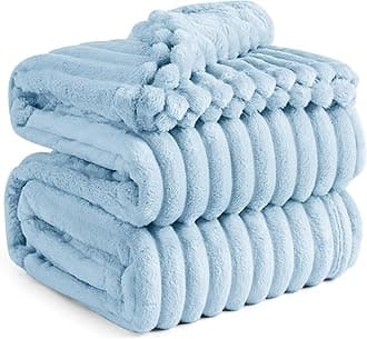 Bedsure Bed Blankets King Size - Fleece Blanket Fluffy Cosy Warm Blankets, Soft Cute Double Size Throw Gifts for Women and Girls, Dream Blue, 230x270 cm
