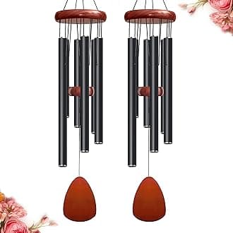 28" Wind Chimes for Mothers Day, Decorative Wind Chimes for Outside, Memorial Windchimes Remembrance Gift for Women Mom Grandma, Metal Wind Chime Outdoor Decor for Garden Patio Zen(Black 2Pack)