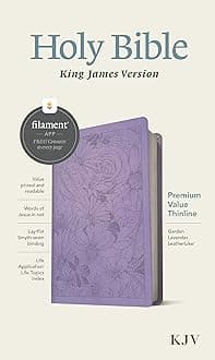 KJV Premium Value Thinline Bible - LeatherLike, Garden Lavender, Red Letter, Filament Enabled