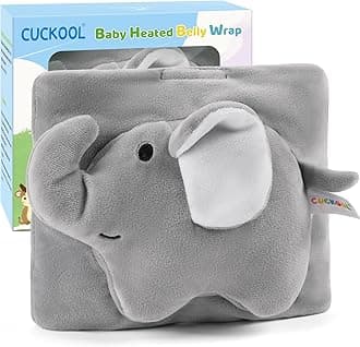 Cuckool Baby Colic and Gas Relief, Heated Tummy Wrap for Newborns Belly Relief by Soothing Warmth, Baby Heating Pad Swaddling Belt Relief & Soothe Gas, Colic and Upset Stomach (Elephant)