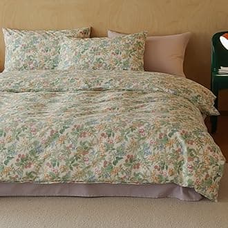 Fruit Duvet Cover Set Twin 100% Cotton Bedding for Kids Boys Girls Teens Cherry Blueberry Green Leaf on White 1 Botanical Orchard Garden Comforter Cover 2 Pillowcases (Twin)