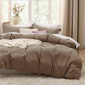 Bedsure Coffee Duvet Cover Full Size - 3 Pieces Prewashed Extra Soft Cotton-Like Polyester Bedding Set, Includes 1 Duvet Cover 80x90 Inches with Zipper Closure & 2 Pillow Shams, No Comforter