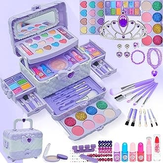 Kids Makeup Kit for Girls - Washable Play Set for Dress Up, Non-Toxic Cosmetic Kit, Birthday Gift for Children 3-12 Years Old