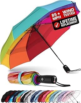 REPEL Windproof Travel Umbrella - Compact & Withstands Winds up to 85MPH , Strongest Premium Auto Folding Umbrella for Rain and Sun - Durable, Light & Portable for Women & Men , Fits Backpack & Cars