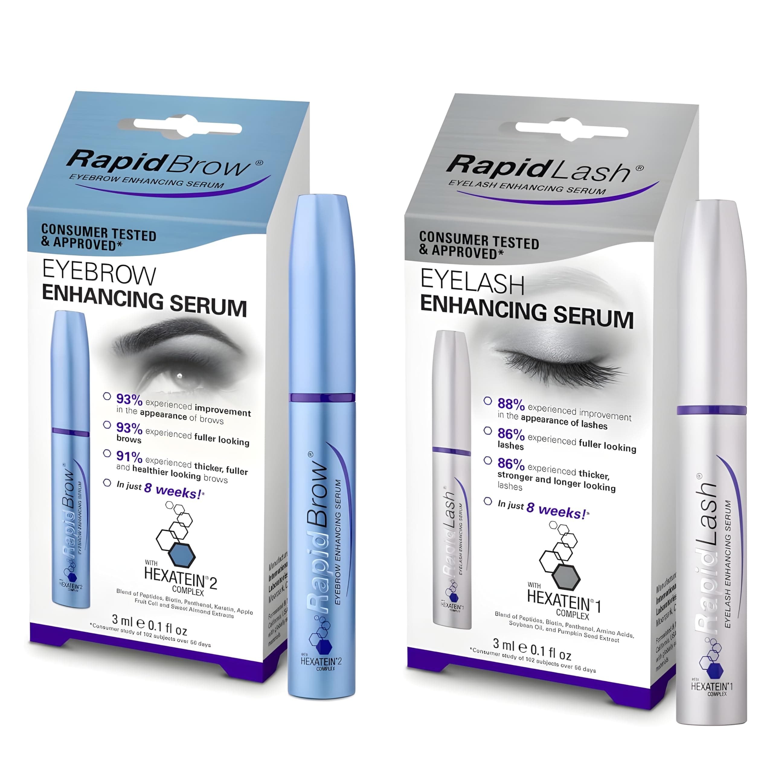 RapidLash Bundle - 1 x RapidBrow Eyebrow Enhancing Serum & 1 x RapidLash Eyelash Enhancing Serum, 3 ml (Pack of 1)