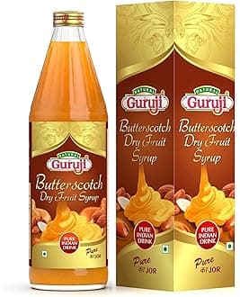 Jai Guruji Butterscotch Dry Fruit Syrup Sharbat, Instant Refreshing Drink For Summer (Mix with milk Only) – 750ml
